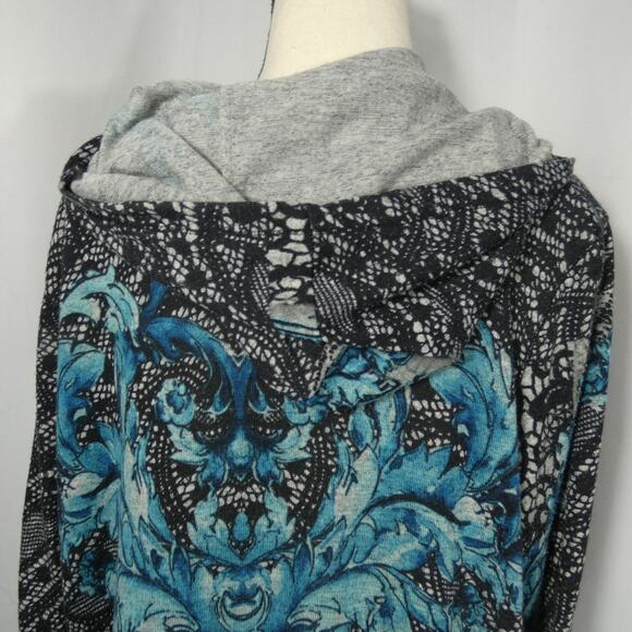 Onque Woman 1X Hooded Zippered Shirt Rhinestones Colorful Casual Plus - Picture 4 of 7